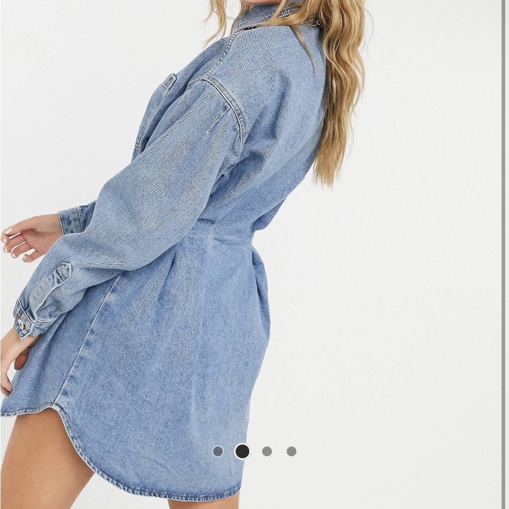 Collusion Pleated Denim Blue Dress Jacket Long Sleeve size US 2 (like XS / S) - Picture 4 of 14